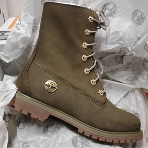 Timberland waterproof fleece lined fold down olive lace up boot